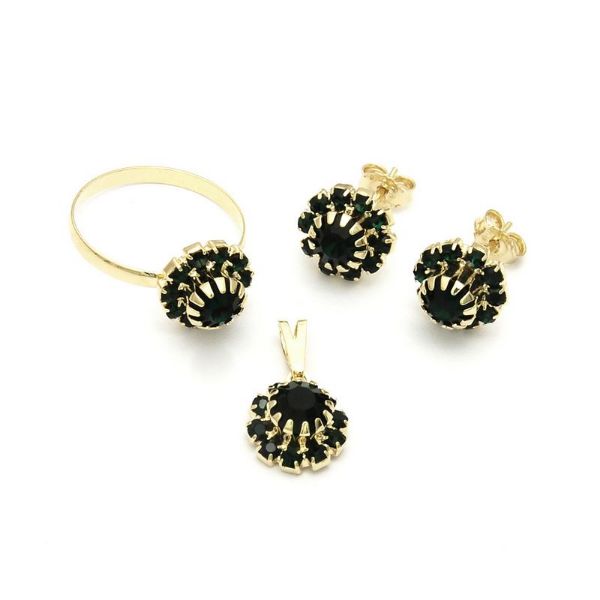 Imagem de Conjunto flor com strass verde - 1100185