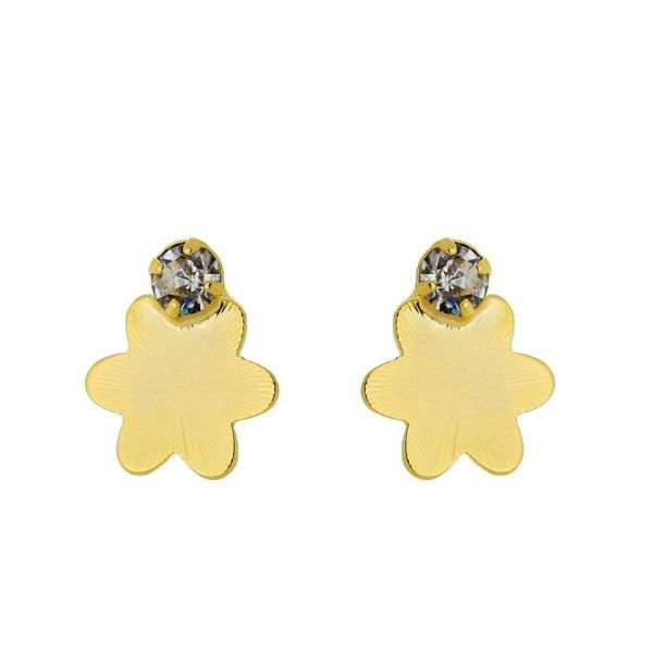 Imagem de Brinco fixo flor com pedra strass - 0517488