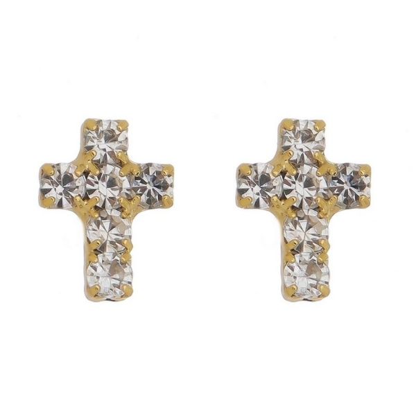 Imagem de Brinco cruz com pedras strass - 0520607