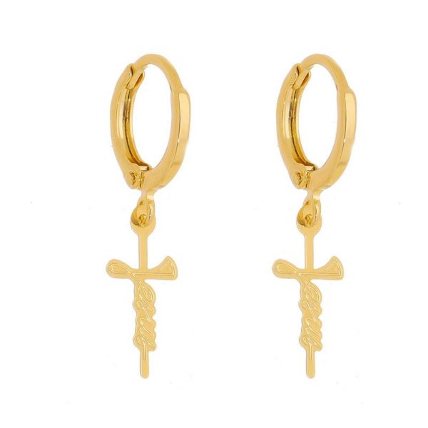 Imagem de Brinco argola com pingente Jesus - 0520709