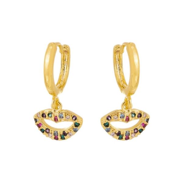 Imagem de Brinco argola click boca zircônia - 0524163