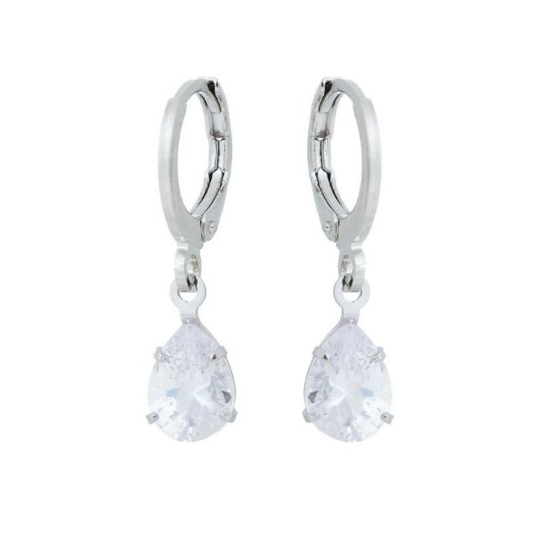 Imagem de Brinco argola gota pedra 8x6mm zircônia - 0524289