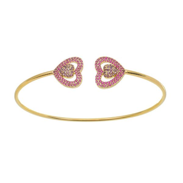 Imagem de Bracelete coração zircônia pink e roxa - 0405786
