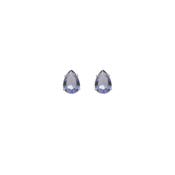 Imagem de Brinco pedra 10x7mm gota zircônia roxa  - 0525789