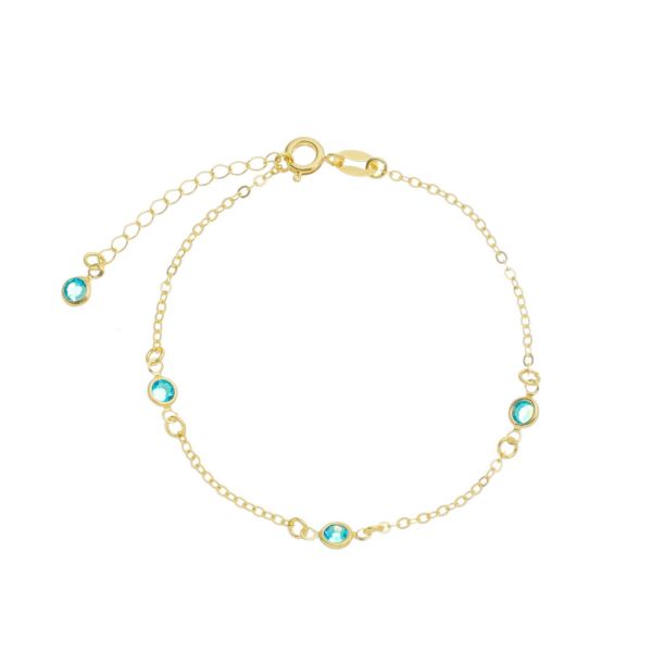 Imagem de Pulseira tiffany malha cadeado com pedras zircônia azul - 0405854