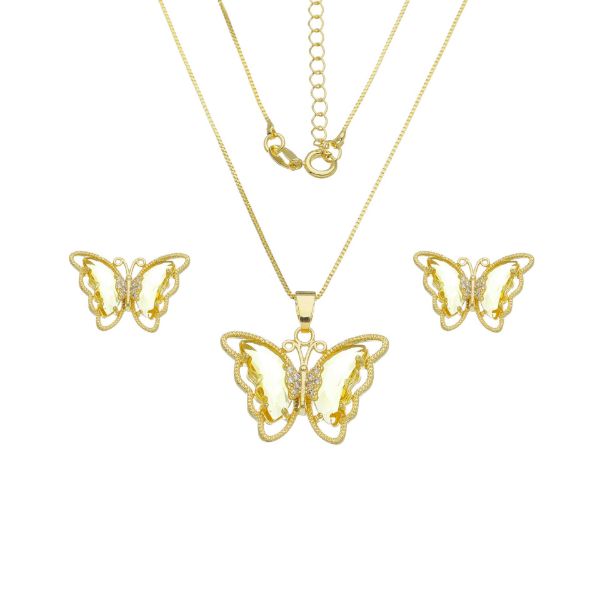 Imagem de Conjunto borboleta pedra amarela - 1101261