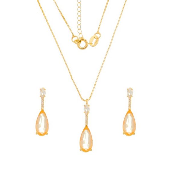 Imagem de Conjunto pedra gota zircônia champagne - 1101195 