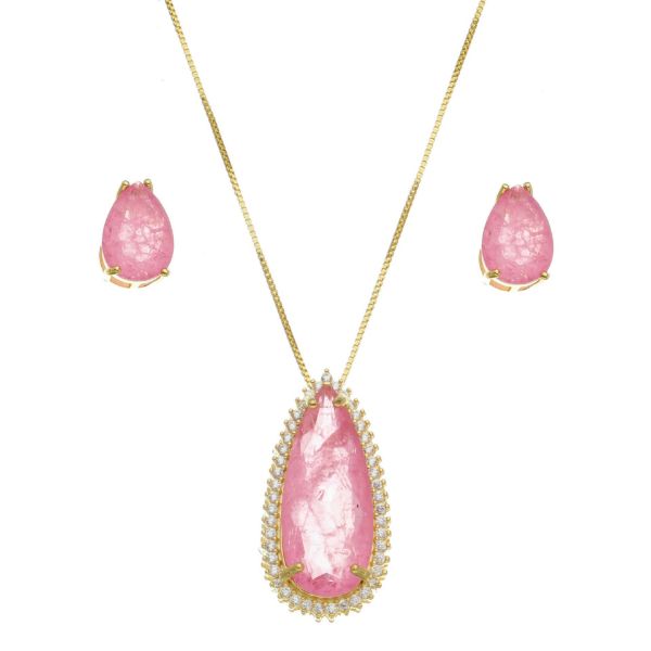 Imagem de Conjunto gota pedra fusion rosa - 1101271