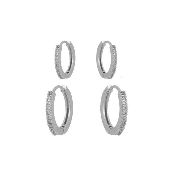 Imagem de Brinco dupla argola click zircônia - 0525829 