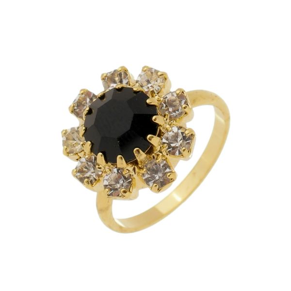 Imagem de Anel flor strass - 0106791 Preto