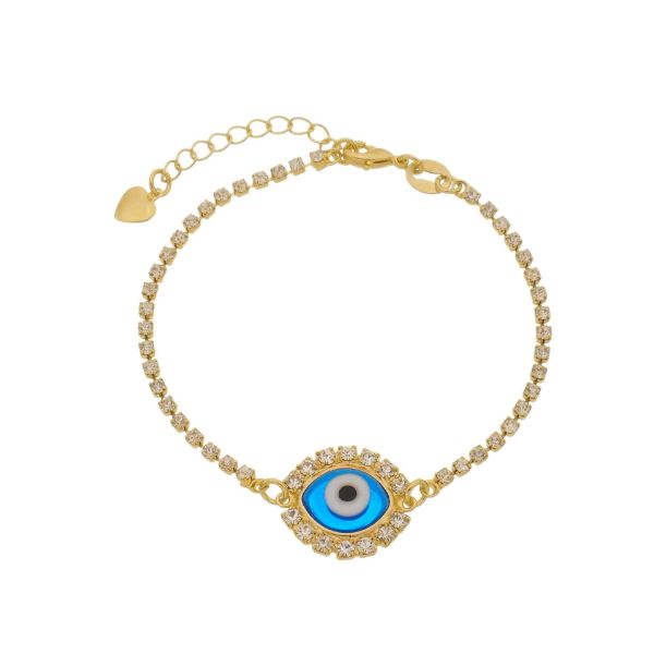 Imagem de Pulseira strass com olho grego - 0402682 Azul Claro e Escuro