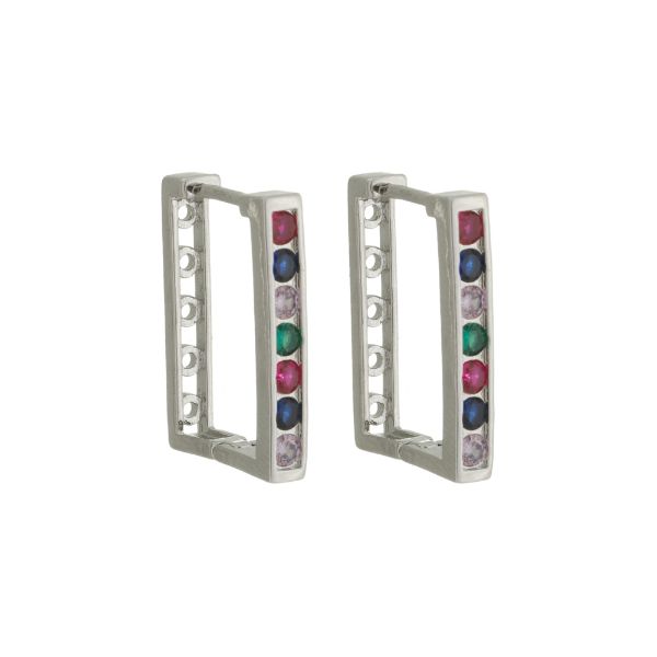 Imagem de Brinco argola click quadrada  zircônia - 0526716 