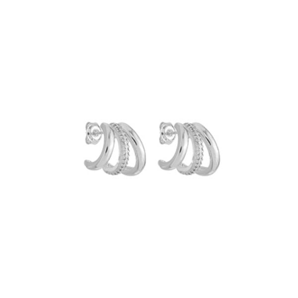 Imagem de Brinco argola aros lisos e zircônia - 0526910