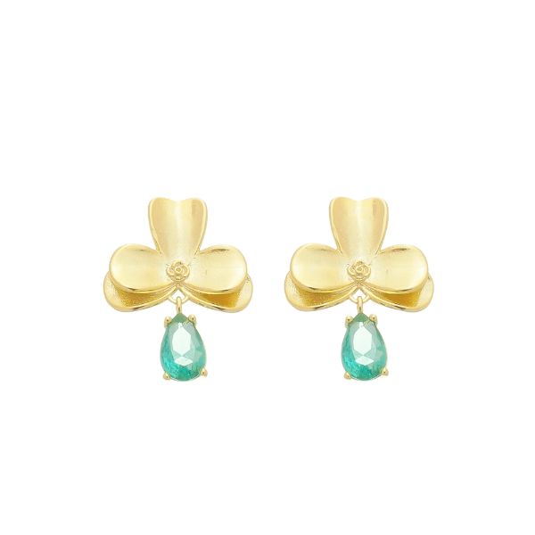 Imagem de Brinco flor gota verde - 0526918 