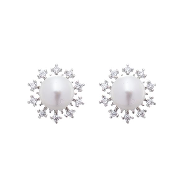 Imagem de Brinco zircônia com pérola 8mm - 0526593 