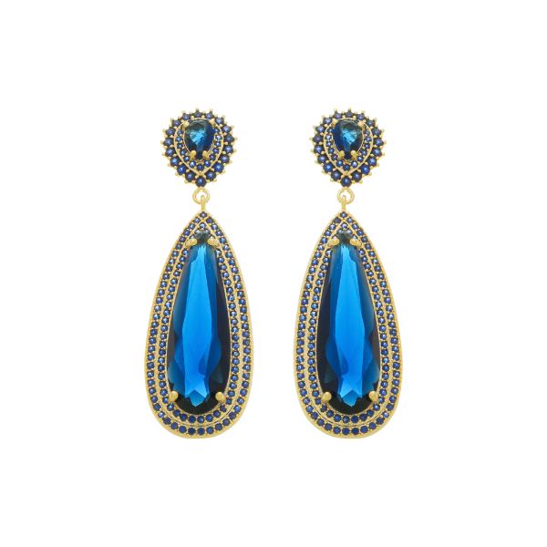 Imagem de Brinco gota zircônia azul - 0527410