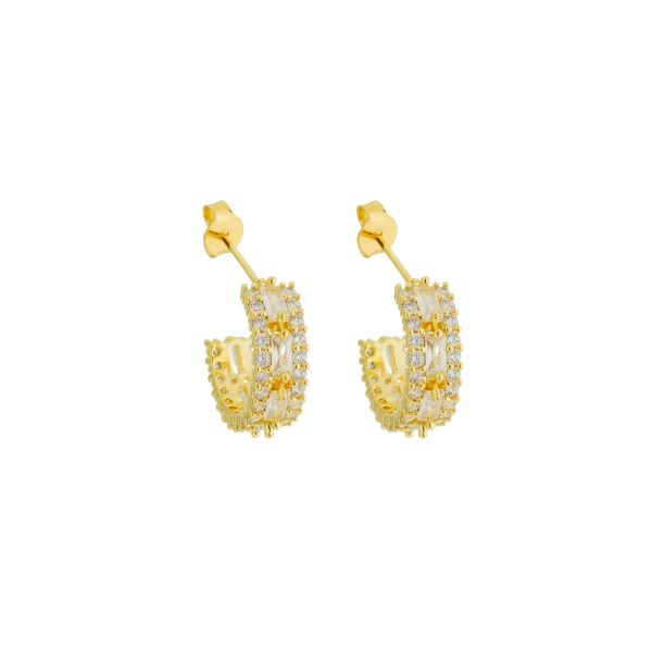 Imagem de Brinco meia argola zircônia; 1,6cm - 0525987