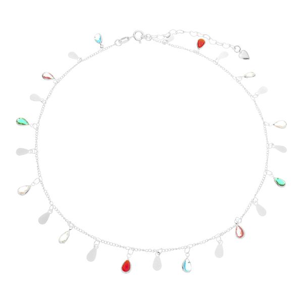Imagem de Corrente choker chapa pedra colorida - 0306752