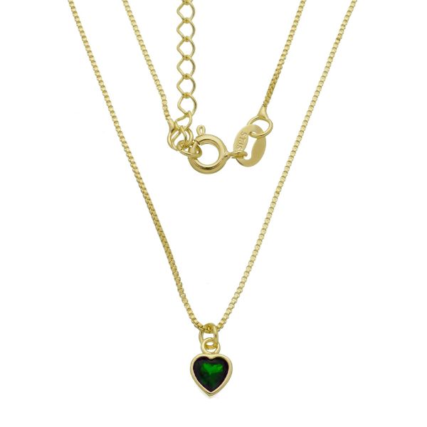 Imagem de Corrente coração 6x6mm zircônia verde- 0306287