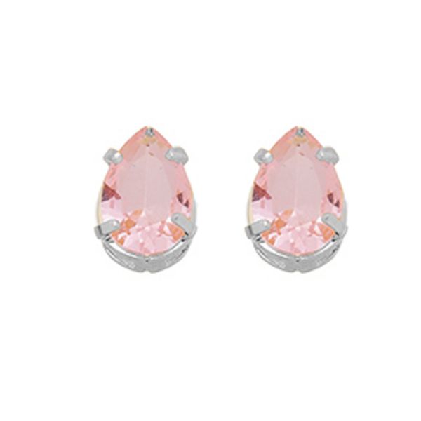 Imagem de Brinco pedra gota com zircônia rosa - 0525788