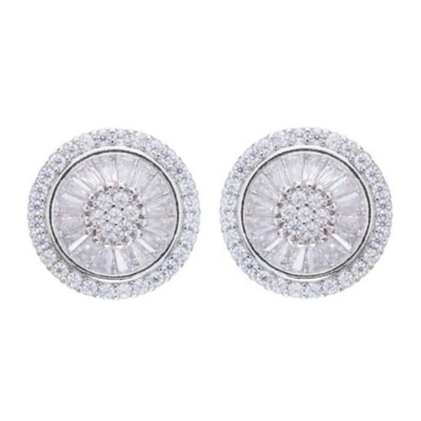 Imagem de Brinco pizza com pedras 4x2mm baguete zircônia  - 0527860