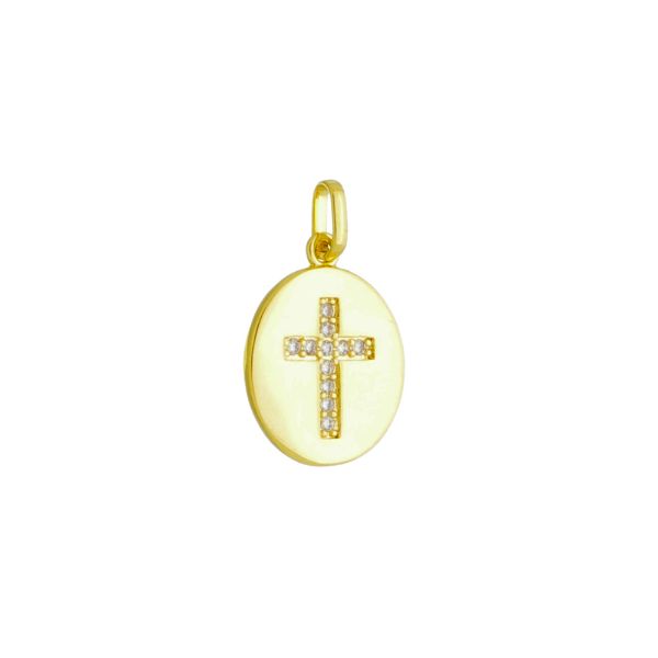Imagem de Pingente placa oval com cruz - 0207721