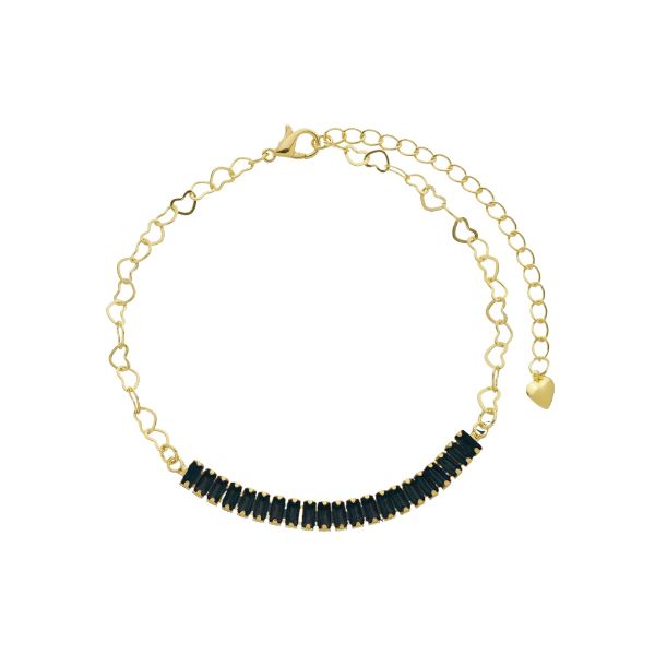 Imagem de Pulseira malha coração zircônia preta - 0406373