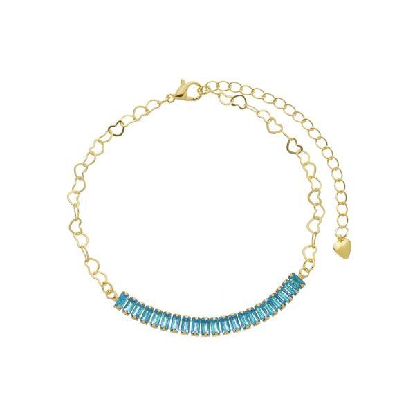 Imagem de Pulseira malha coração zircônia azul - 0406371