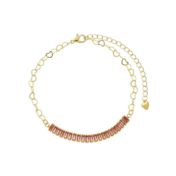 Imagem de Pulseira malha coração zircônia pink - 0406370
