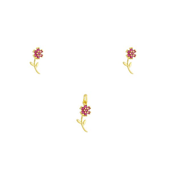 Imagem de Conjunto flor zircônia pink -  1101384