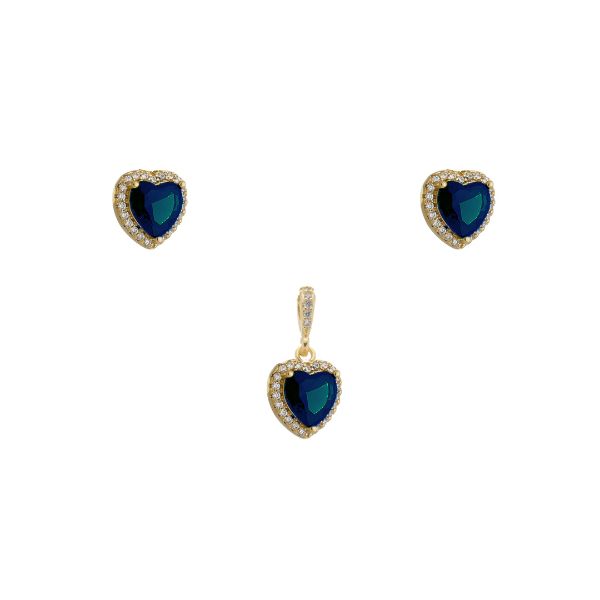 Imagem de Conjunto coração zircônia azul safira - 1101380