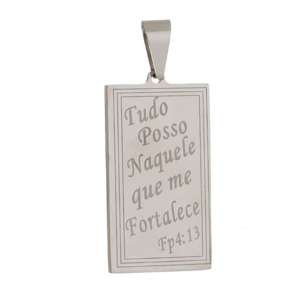 Imagem de Pingente placa escrito Tudo posso naquele que me fortalece - 0207897