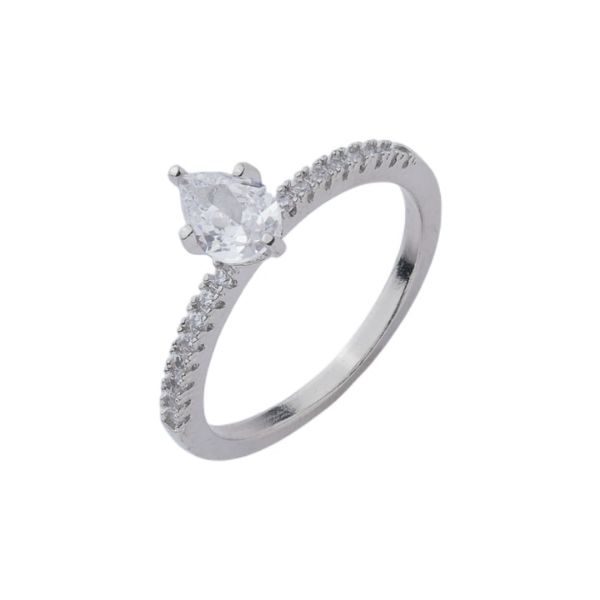 Imagem de Anel solitário pedra 6x4mm zircônia - 0107866