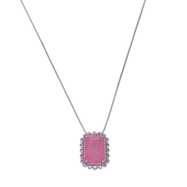 Imagem de Corrente com pingente gota fusion rosa  - 0306547