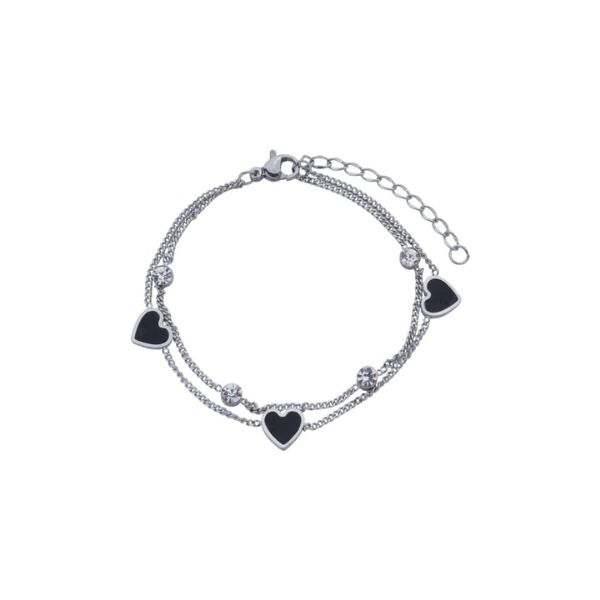 Imagem de Pulseira 2 voltas coração resinado preto - 0406244