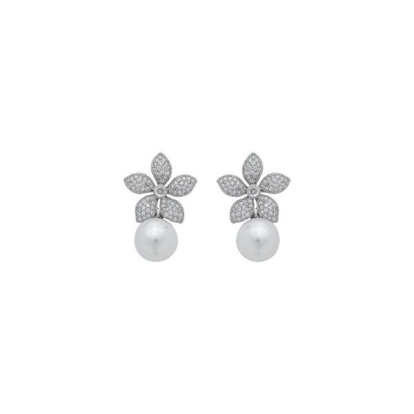 Imagem de Brinco flor pérola e zircônia - 0527954