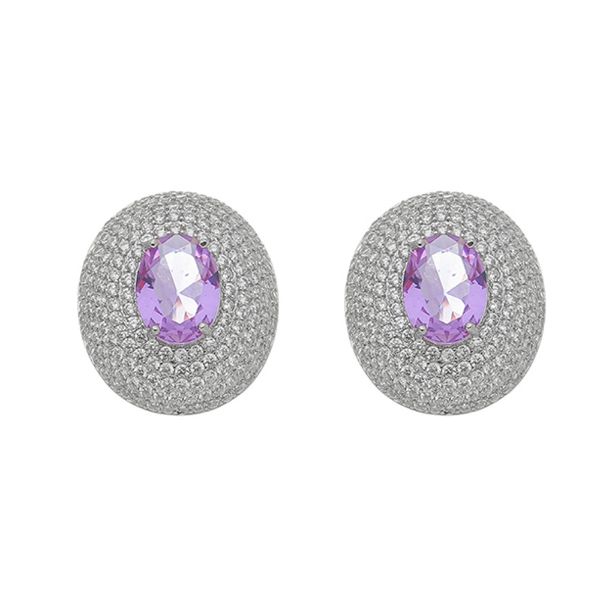 Imagem de Brinco pedra oval lavanda - 0525378
