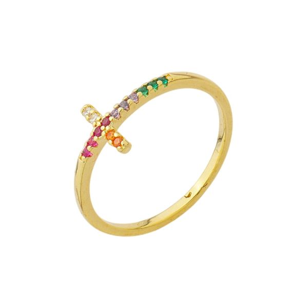 Imagem de Anel cruz zircônia colorida - 0107520