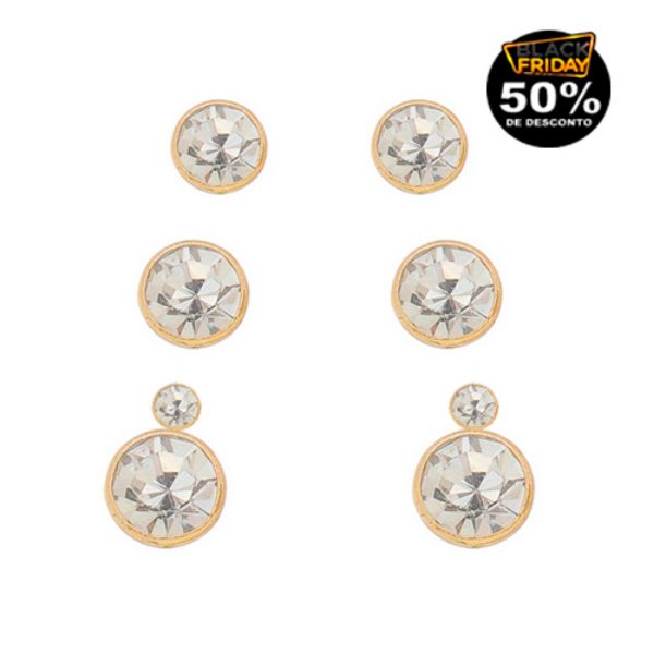 Imagem de Brinco trio pedra zircônia - 0524702