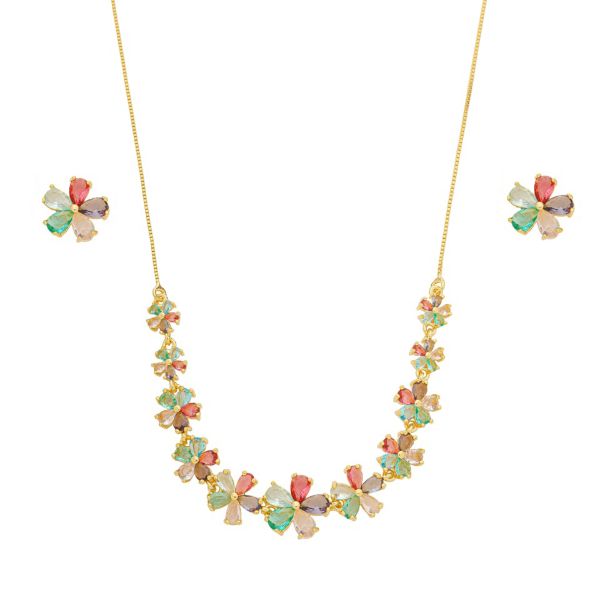 Imagem de Conjunto flor zircônia colorida - 1101429