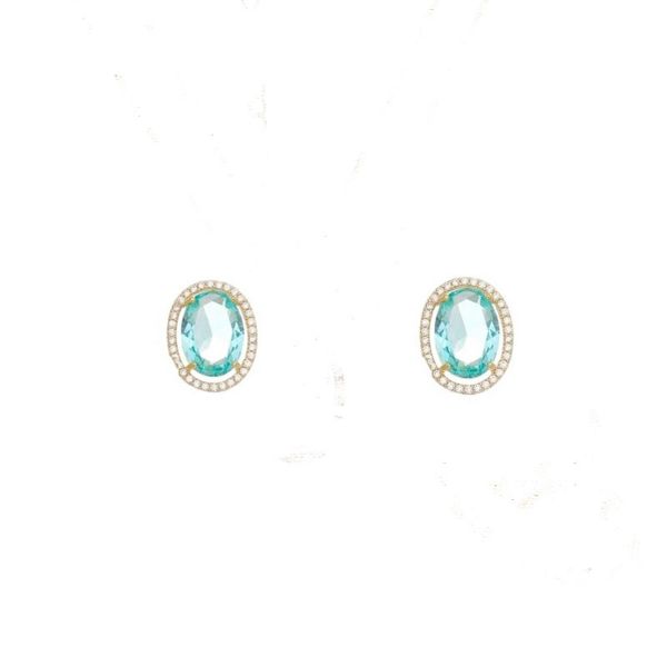 Imagem de Brinco pedra oval zircônia azul - 0522020