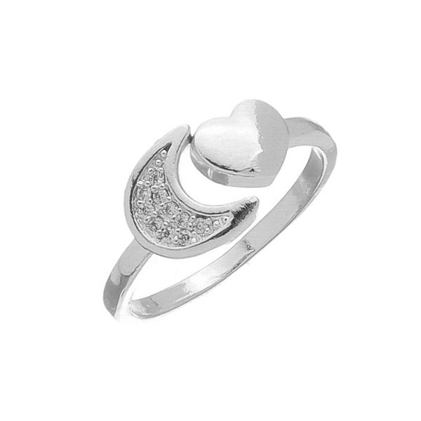 Imagem de Anel coração e lua pedra zircônia - 0107529