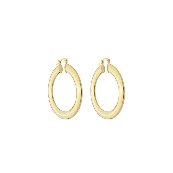 Imagem de Brinco argola tubo achatado; 3,5cm - 0528355