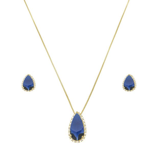 Imagem de Conjunto gota pedra zircônia azul - 1101434