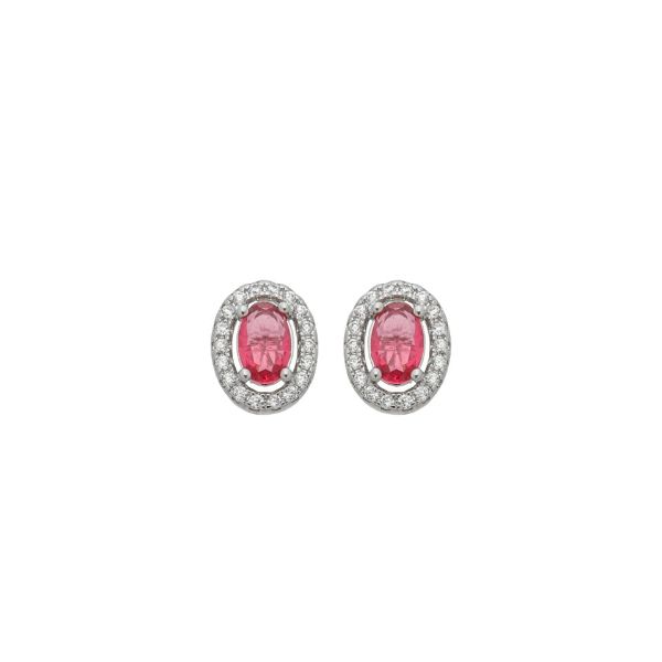 Imagem de Brinco oval zircônia pink  - 0528190