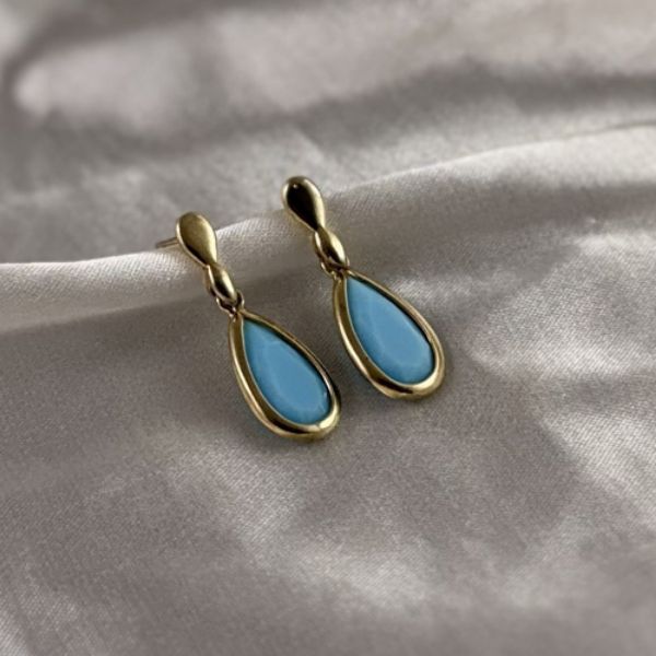 Imagem de Brinco gota azul turquesa  - 0514031
