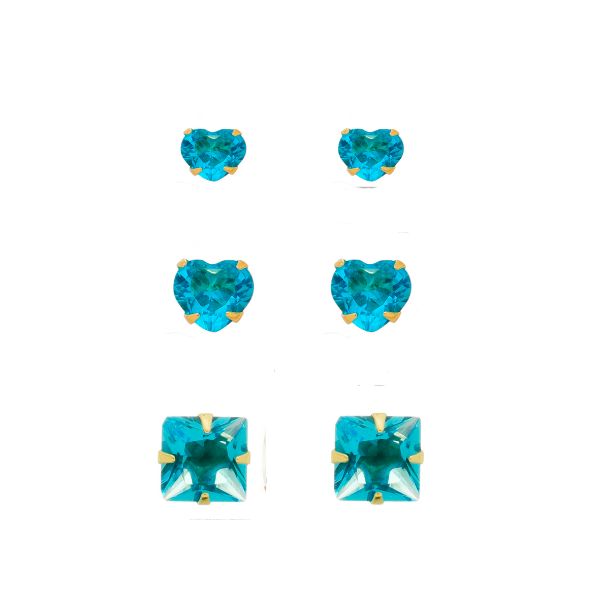 Imagem de Brinco trio solitário zircônia azul - 0528649