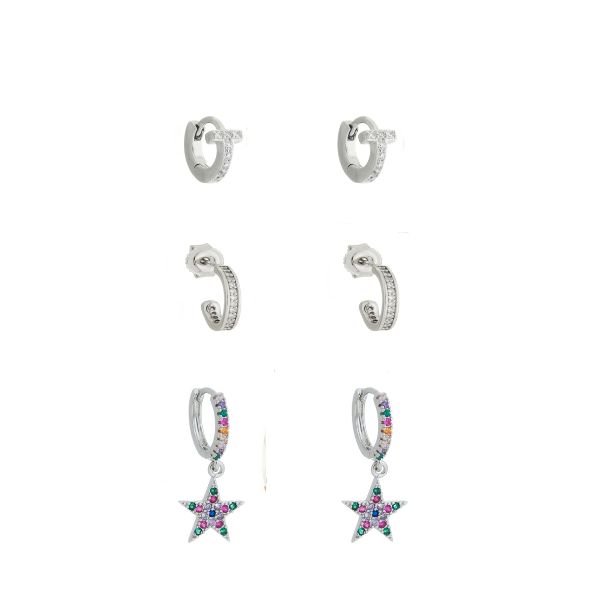 Imagem de Brinco trio argola zircônia - 0528653