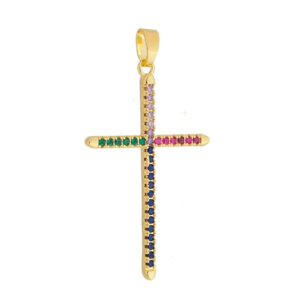 Imagem de Pingente cruz zircônias coloridas   - 0207494
