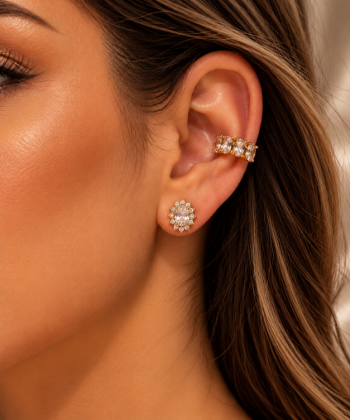 Imagem de Kit Brinco oval e piercing - 0528844 BRANCO